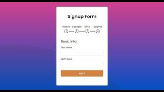 Multi Step Form with Step Progress Bar in HTML CSS & JavaScript