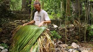 Weaving Coconut leaves - tropical survival skills