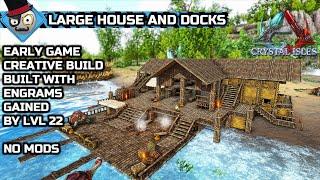 Ark: Survival Evolved - Crystal Isles - How to build a Large House and Dock (No Mods)