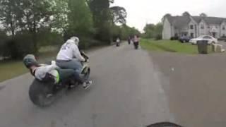 Girl Gets Stuck In Motorcycle Wheel Well