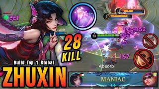 28 Kills + MANIAC!! Deadly Lantern Zhuxin Annoying CC Mage!! - Build Top 1 Global Zhuxin ~ MLBB