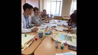 The amazing students of Kyiv creating beautiful fundraising items.
