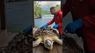 Save the poor turtle parasitized by barnacles#turtlereacue #aigc​ #WildWonders​ #arcticanimals​