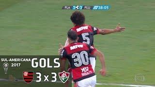 Gols - Flamengo 3 x 3 Fluminense - Sul-Americana 2017 - Globo HD