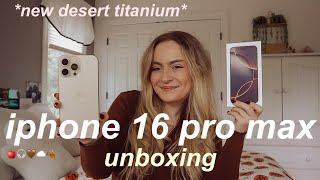 UNBOXING THE NEW IPHONE 16 PRO MAX & SET UP 2024 IN DESERT TITANIUM *new features iPhone 16 pro max*