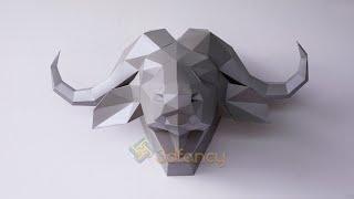 How to make Buffalo African Head Papercraft Cricut paper crafts, Low poly papercraft, 3D Buffalo svg