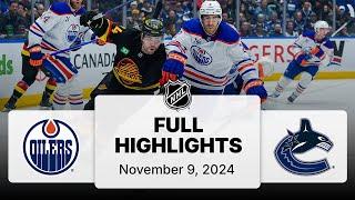 NHL Highlights | Oilers vs. Canucks - November 9, 2024