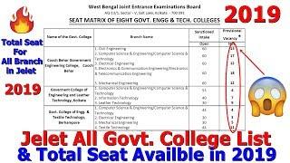 JELET EXAM 2019 || GOVT COLLEGE || TOTAL SEAT AVAILABLE FOR EACH BRANCH || TOTAL GOVT COLLEGE