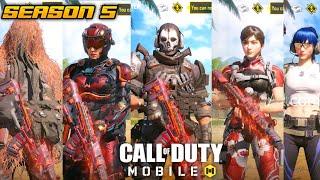 SEASON 5 ALL CHARACTER SKINS LEAKED | ALL CHARACTERS DETAILED VIEW SEASON 5 | COD MOBILE