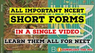 All Important NCERT Biology Short Forms for NEET 2021 In SINGLE Video - Learn In 10 Minutes