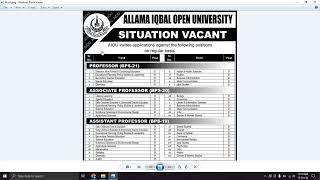 Latest jobs in Pakistan 2024 | AIOU jobs 2024 | Allama Iqbal Open University Jobs in 2024 | applynow