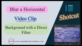 Shotcut | Blur Horizontal Video Background with Filter in Shotcut
