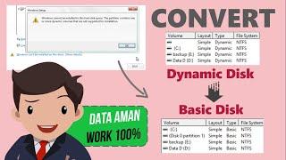 Convert Dynamic Disk ke Basic Disk, Data AMAN, WORK 100%