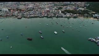 Aerial View Flying Over Pattaya Beach In Thailand