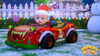  Wheels on The Monster Car  |  Christmas  Rhymes for Kids | Happy Tots