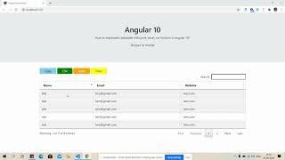 Angular 10 datatables with csv, excel and print buttons