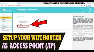 Setup ACCESS POINT mode on TP-LINK TL-WR840N | ITC TUTORIALS