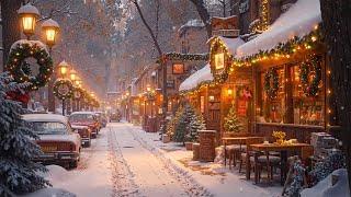 Christmas Coffee Shop with Smooth Jazz Vibes | Snow Falling, Cozy Atmosphere & Holiday Jazz Music