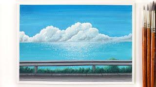 Painting a Peaceful Seascape ｜ Gouache Painting
