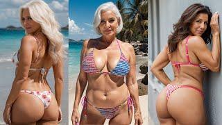 Natural Older Women Over 50 with bikini | 4K ai lookbook