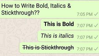 How to Write Bold, Italics & Stickthrough Word?? | Whatsapp tricks 2019