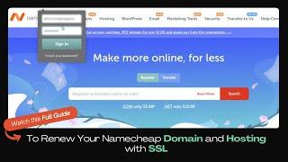 How to Renew Namecheap Domain and Hosting with SSL