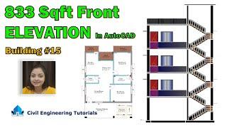 Front ELEVATION of house in AutoCAD | #Building 15
