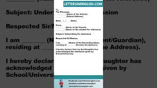 Undertaking Letter for School Admission