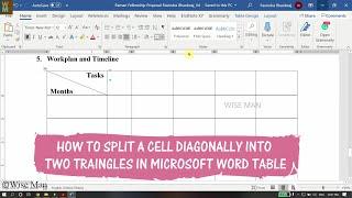 HOW TO SPLIT A CELL DIAGONALLY INTO TWO TRIANGLES IN TABLE OF MICROSOFT WORD