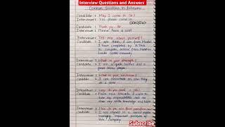 Interview Questions and answers l interview l common interview Questions and answer