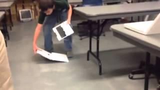 Kid breaks computer in tech class!