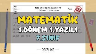 7. Sınıf Matematik 1.Dönem 1.Yazılı Soruları #2023