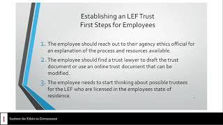 How To – Establishing and Approving an LEF Trust(For Employees and Ethics Officials)