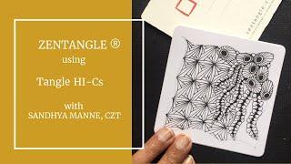 A Zentangle Mini Project with CZT, focusing on tangle HI-CS. A zenart art therapy