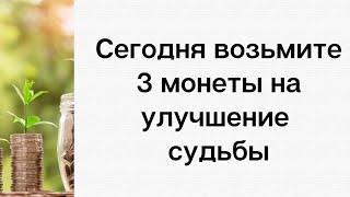 Сегодня возьмите из кошелька 3 монеты. На улучшение своей судьбы.