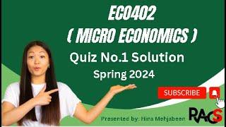 ECO402 (Micro Economics) Quiz No.1 Solution Spring 2024 - By Rare Academy of Science