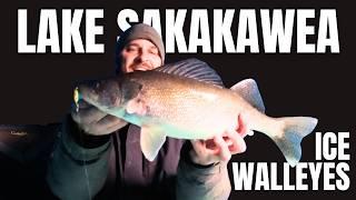 Chasing BIG Water Walleyes on FOOT - Ice Fishing Lake Sakakawea