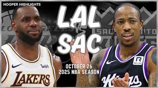 Los Angeles Lakers vs Sacramento Kings Full Game Highlights | Oct 26 | 2025 NBA Season