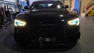 Audi S5 custom headlights gloss paintwork RGBW colour changing APP demon eyes