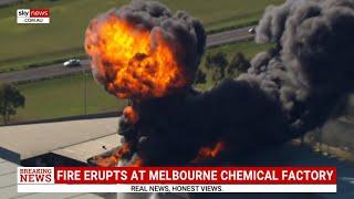 Huge fire rages at chemical factory in Melbourne’s west