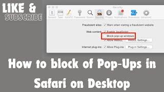 How to block of Pop‐Ups in Safari on Desktop