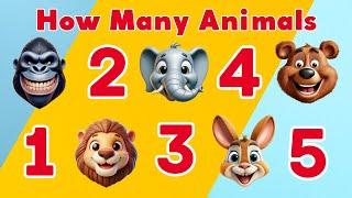 How many Animals ? Quiz for Children - learn Numbers