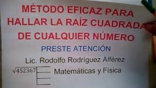 LA RAÍZ CUADRADA DE 1 HASTA 10 CIFRAS (DÍGITOS). COMO SACAR LA RAÍZ CUADRADA. CON PROCEDIMIENTO