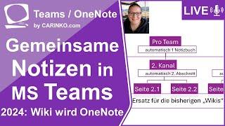 Indra Kohl Live - Wiki migriert 2024 zu OneNote - Gemeinsame Notizen in MS Teams - carinko.com