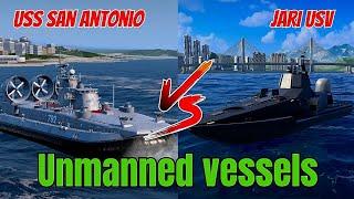 Jari Usv  VS  ️Uss San Antonio(LPD-17)  Unmanned Vessel | 1 vs 1 #modernwarships