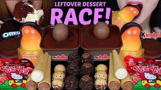 ASMR LEFTOVER DESSERT RACE! MILKA OREO CHOCOLATE CAKE, MANGO ICE CREAM, HELLO KITTY JELLY, KINDER 먹방