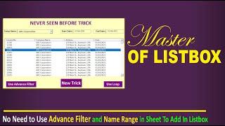 Master Class of excel  ListBox for Search | excel vba AddItem in listbox More Than 10 Column
