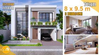 Modern House Design | 8 x 9.5 meter | 2 Storey With 3 Bedrooms