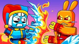 How Hot Jax Roblox and Cold Pomni defeat Iron Golem Minecraft | AZ KidzTown Funny Animation