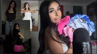 ASMR Huge clothing TRY ON haul! (Fabric scratching, ramble, mouth sounds)